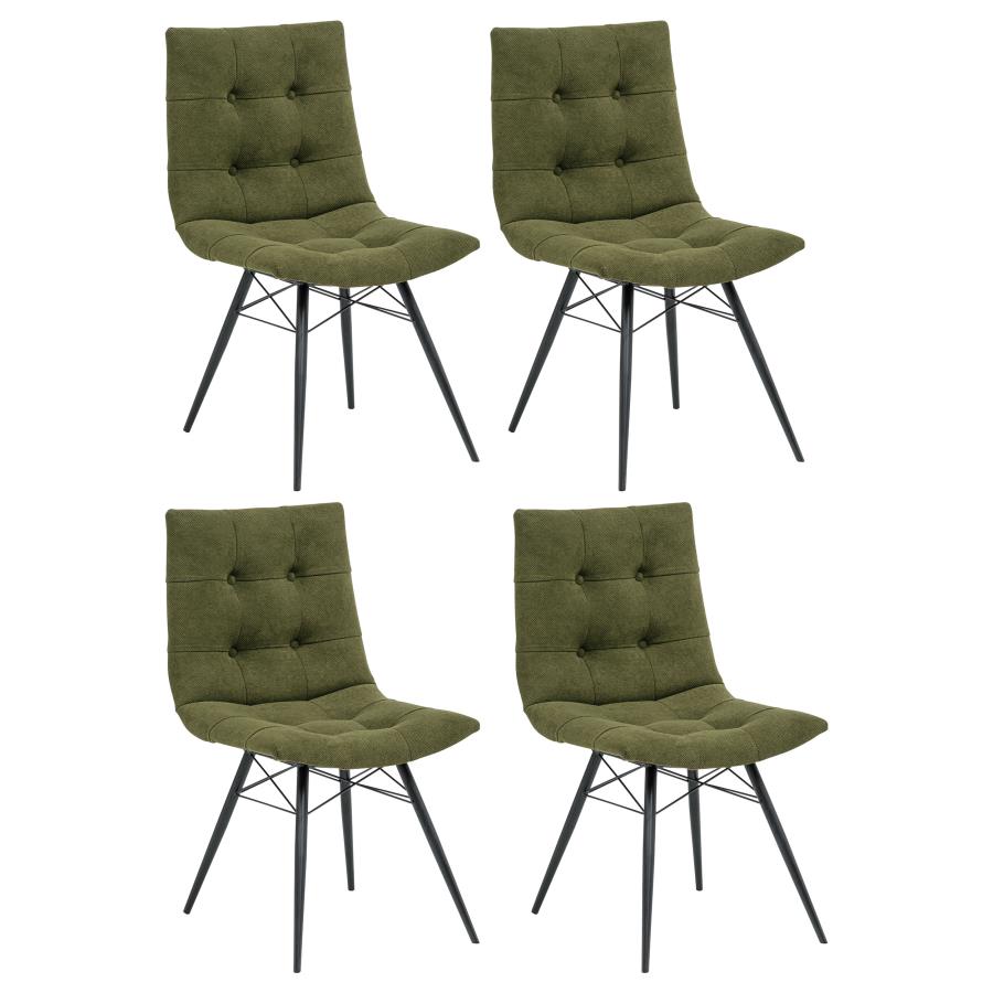 Aiken Fabric Upholstered Dining Side Chair Saddle Forest Green (Set of 4) - 110332FRT
