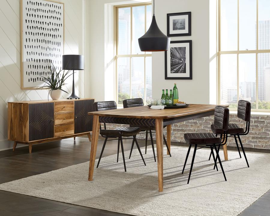 Partridge 5-piece Dining Set Natural Sheesham and Espresso - 110571-S5E