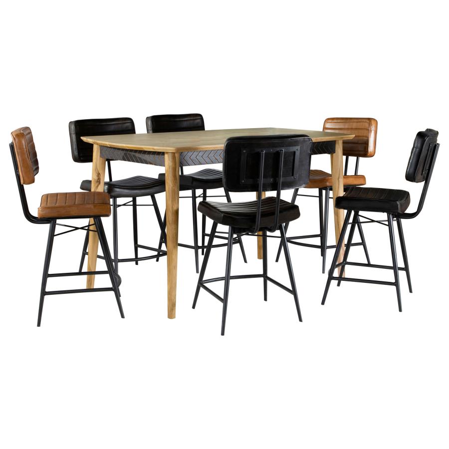Partridge 7-piece Counter Dining Set Espresso and Camel - 110578-S7