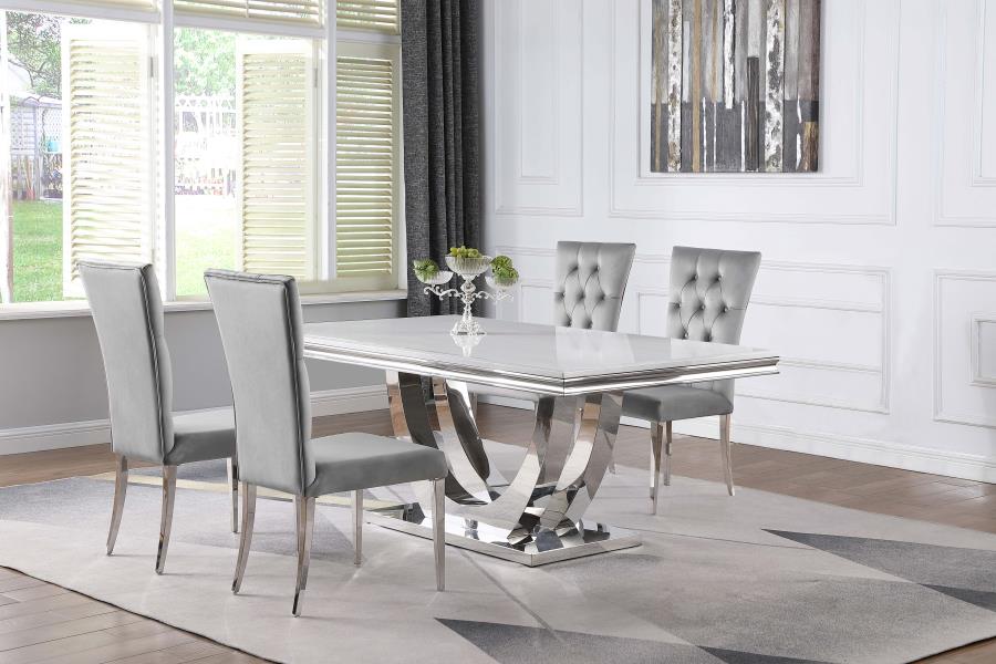 Kerwin 5-piece Rectangular Dining Table Set Grey and Chrome - 111101-S5G