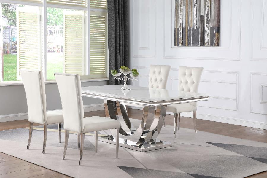 Kerwin 5-piece Rectangular Dining Table Set White and Chrome - 111101-S5W