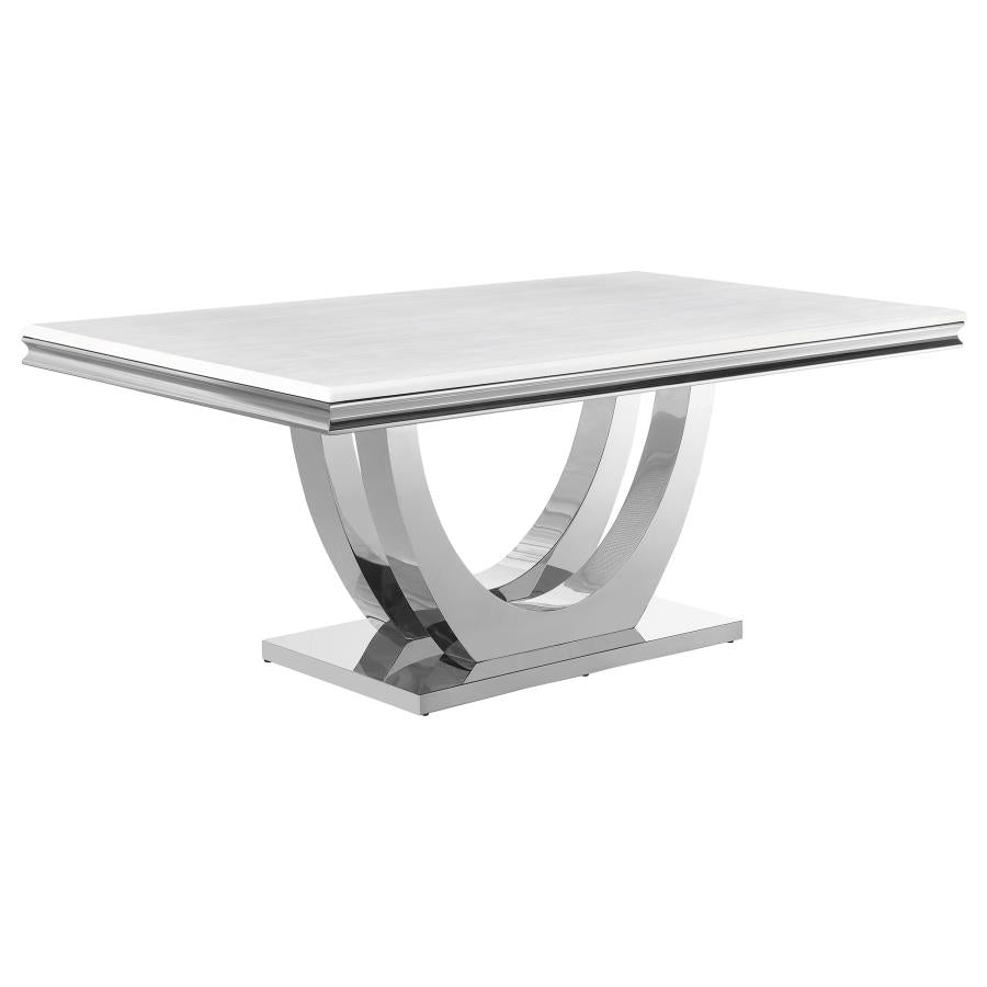 Kerwin 5-piece Rectangular Dining Table Set White and Chrome - 111101-S5W