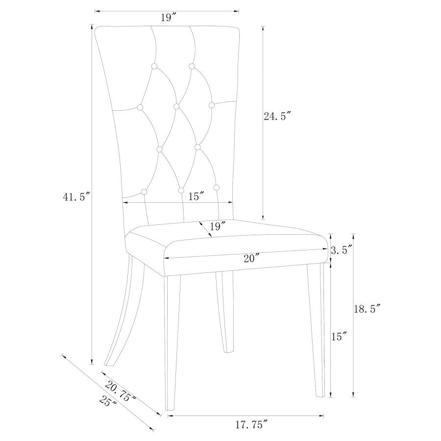 Kerwin Velvet Upholstered Dining Side Chair Grey (Set of 2) - 111103