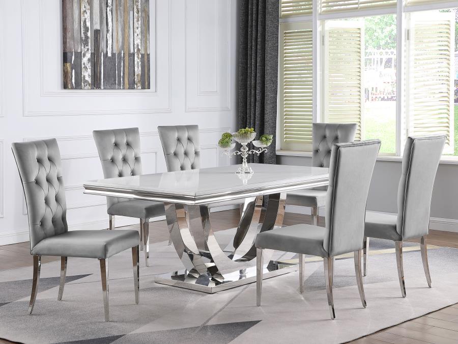 Kerwin Velvet Upholstered Dining Side Chair Grey (Set of 2) - 111103