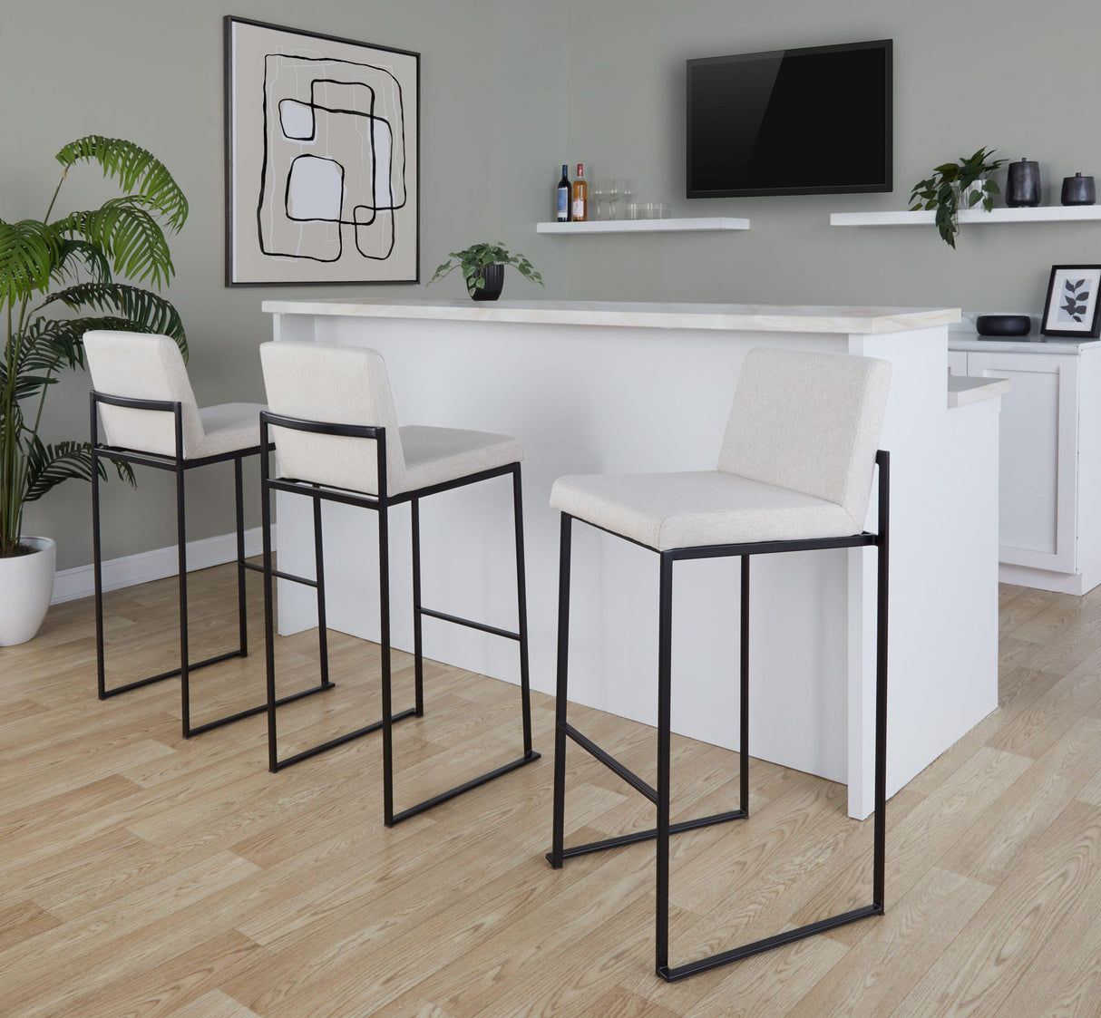 Fuji - Contemporary High Back Barstool Elegant Design