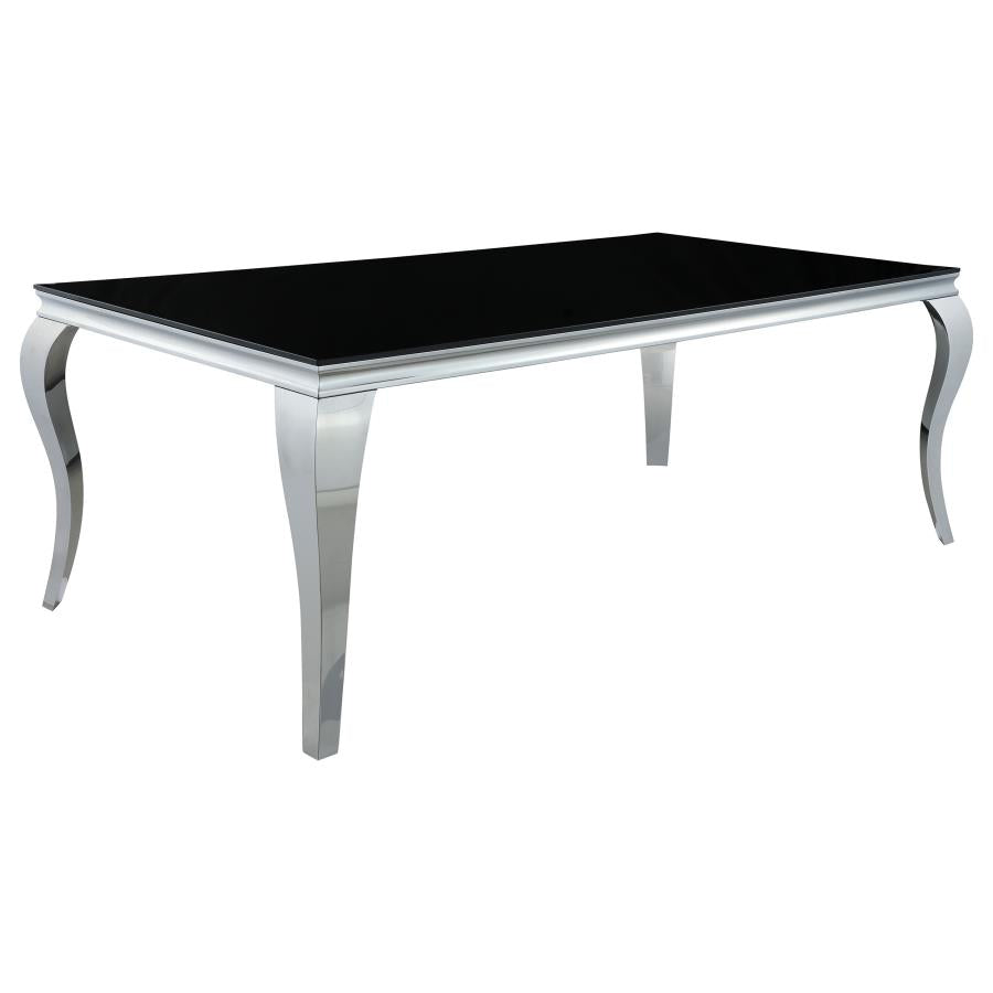 Carone 5-piece 81-inch Rectangular Black Glass Dining Set Grey - 115071-S5G