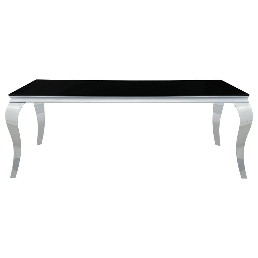 Carone 5-piece 81-inch Rectangular Black Glass Dining Set Black - 115071-S5