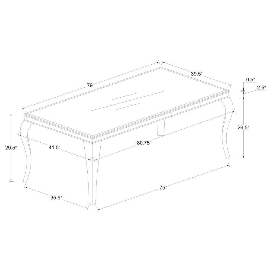 Carone 5-piece 81-inch Rectangular White Glass Dining Set Black - 115081-S5
