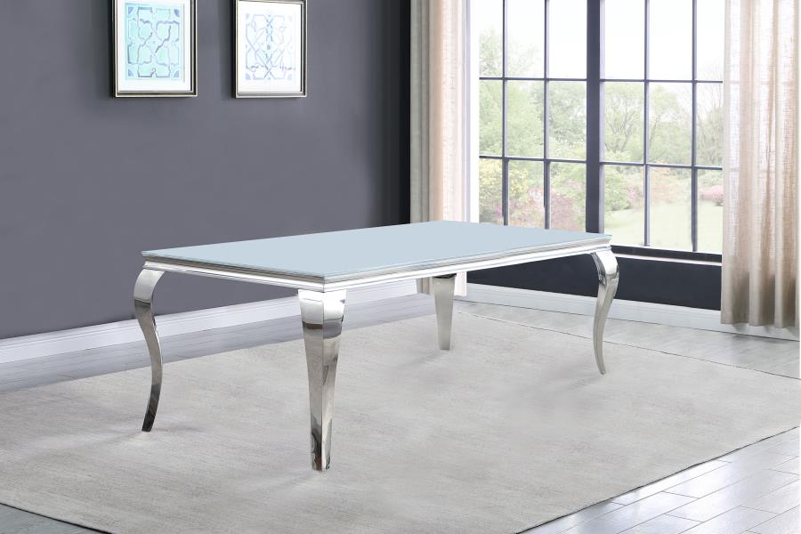 Carone Rectangular 81-inch Glass Top Dining Table White - 115081