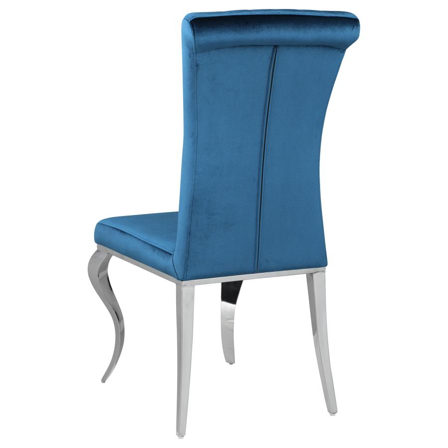 Carone 5-piece 61-inch Rectangular White Glass Dining Set Teal - 115091-S5T