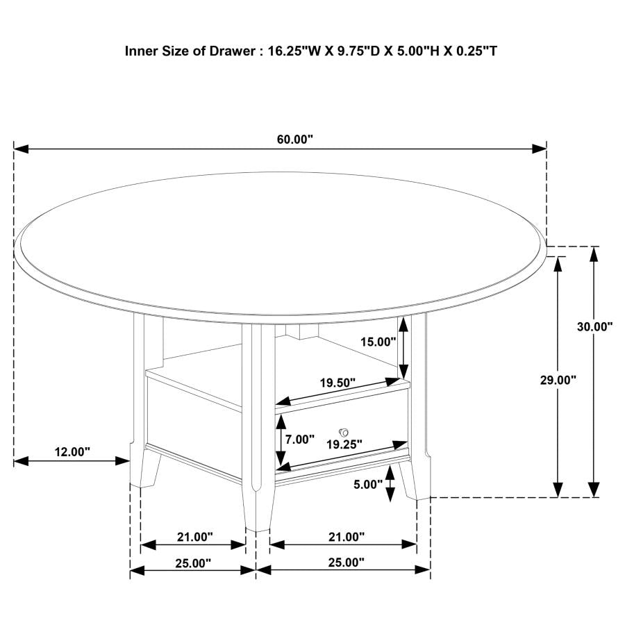 Twyla 60-inch Round Dining Table with Drawer Dark Cocoa - 115100