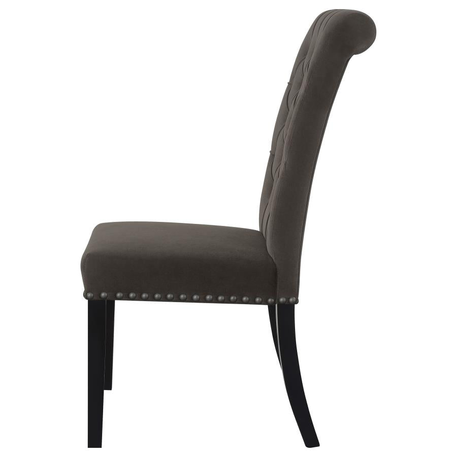 Alana Velvet Upholstered Dining Side Chair Brown (Set of 2) - 115172