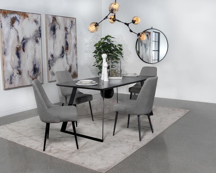 Smith 5-piece Rectangular Ceramic Top Dining Table Set Black - 115231-S5