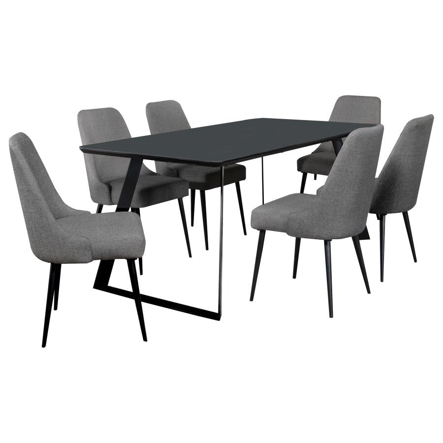Smith 7-piece Rectangular Ceramic Top Dining Table Set Black - 115231-S7