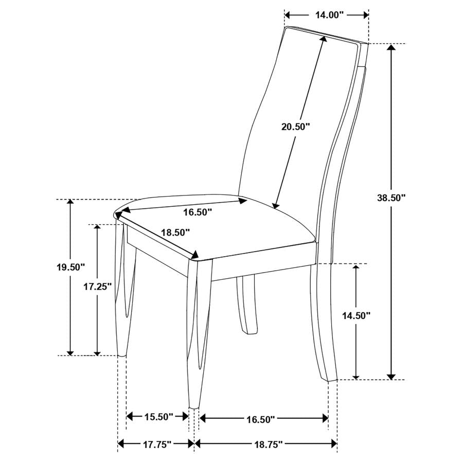 Wes Upholstered Dining Side Chair Dark Walnut (Set of 2) - 115272