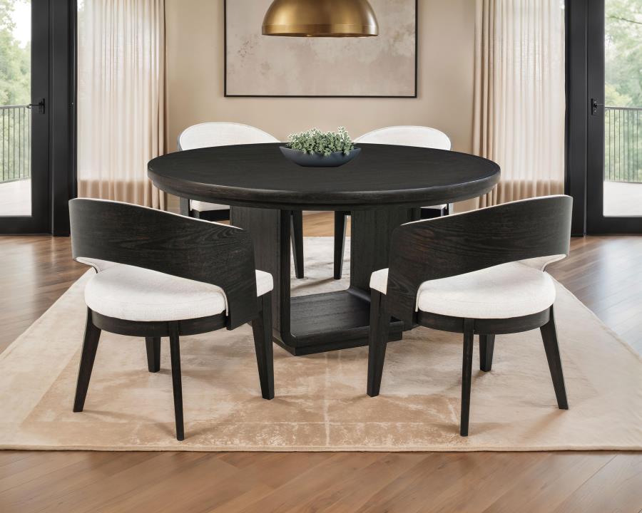 Leandro 5-piece Round Dining Table Set Burnished Black - 115390-S5A