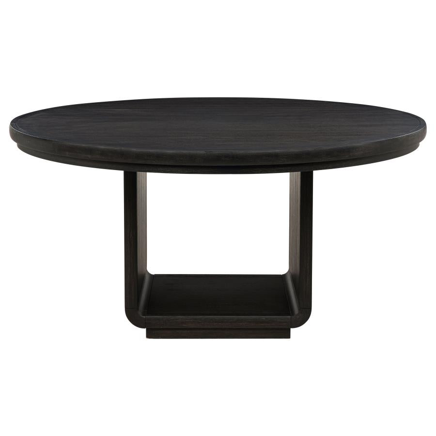 Leandro 5-piece Round Dining Table Set Burnished Black - 115390-S5A