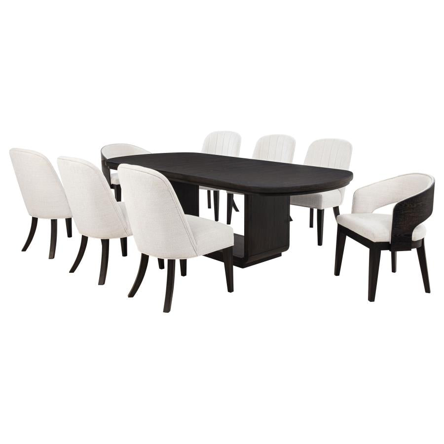Leandro 9-piece Rectangular Dining Table Set Burnished Black - 115391-S9