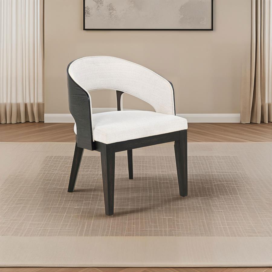 Leandro Upholstered Dining Arm Chair Cream (Set of 2) - 115393