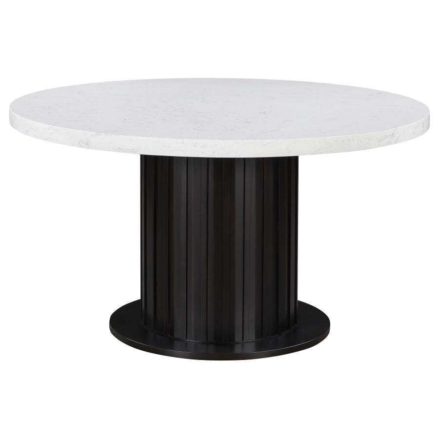 Sherry 5-piece Round Marble Top Dining Table Set Brown - 115490-S5BV
