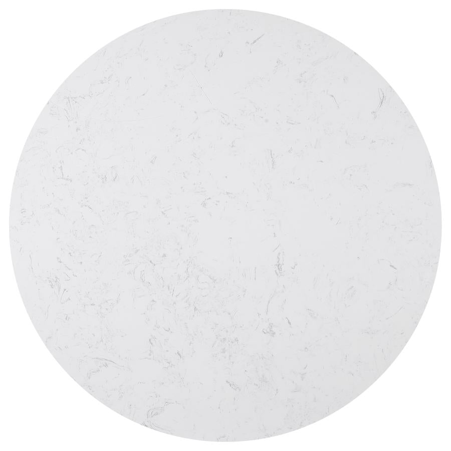 Sherry 5-piece Round Marble Top Dining Table Set Beige - 115490-S5
