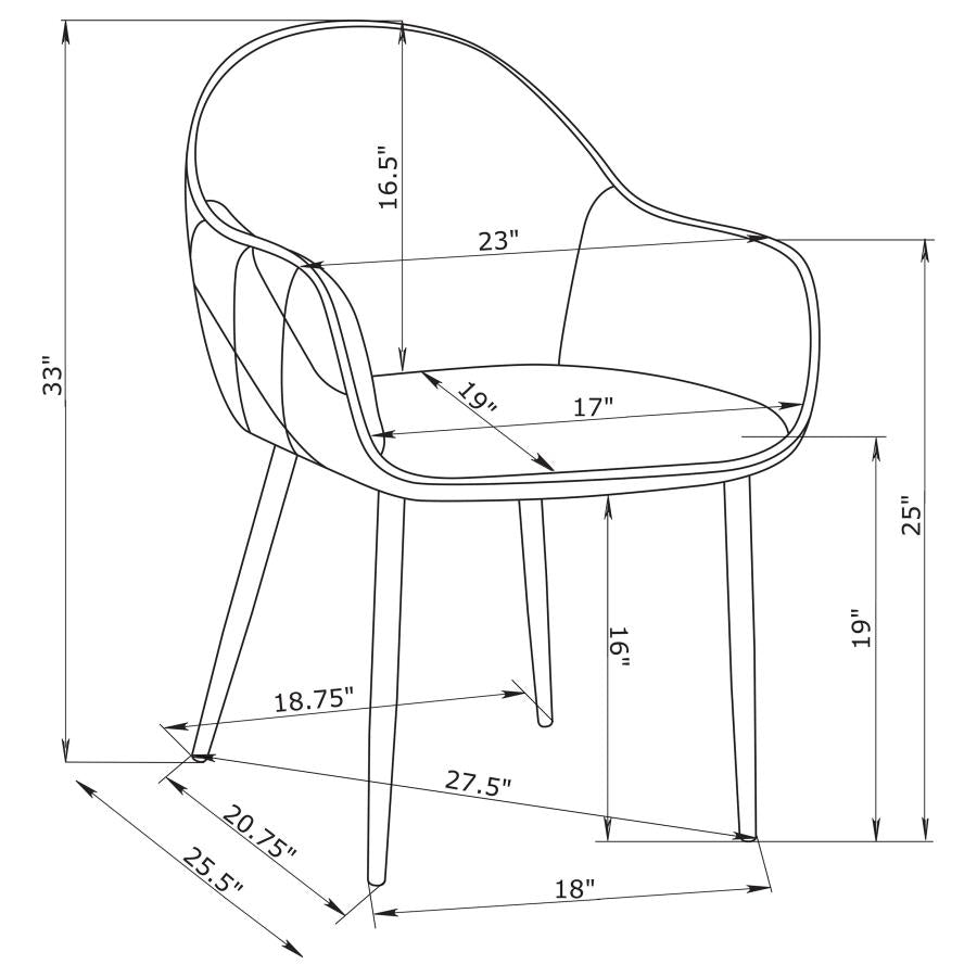 Emma Fabric Upholstered Dining Arm Chair Charcoal (Set of 2) - 115593
