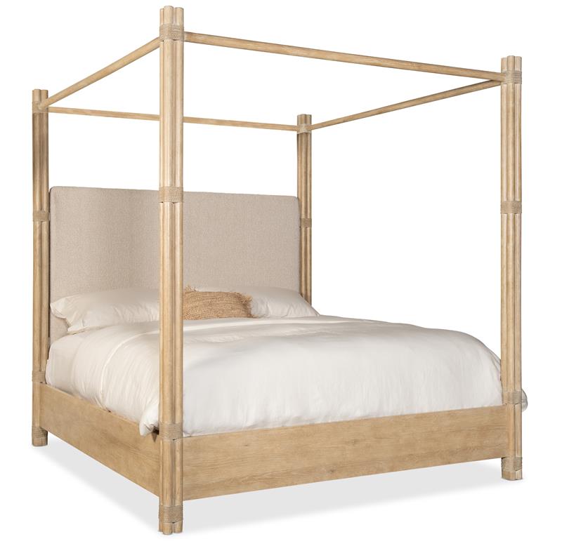 Retreat Pole Rattan Cal King Upholstered Poster Bed withCanopy - 6950-90460-80