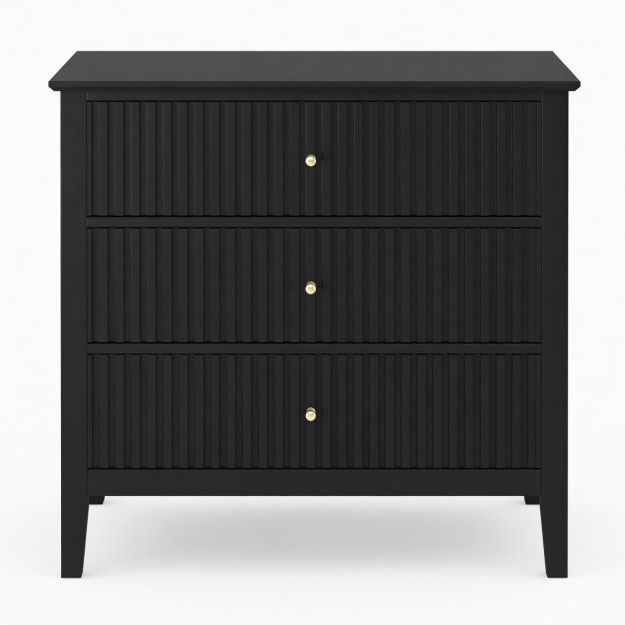 Fluted 3 Drawer Nightstand With Soft Close Slides