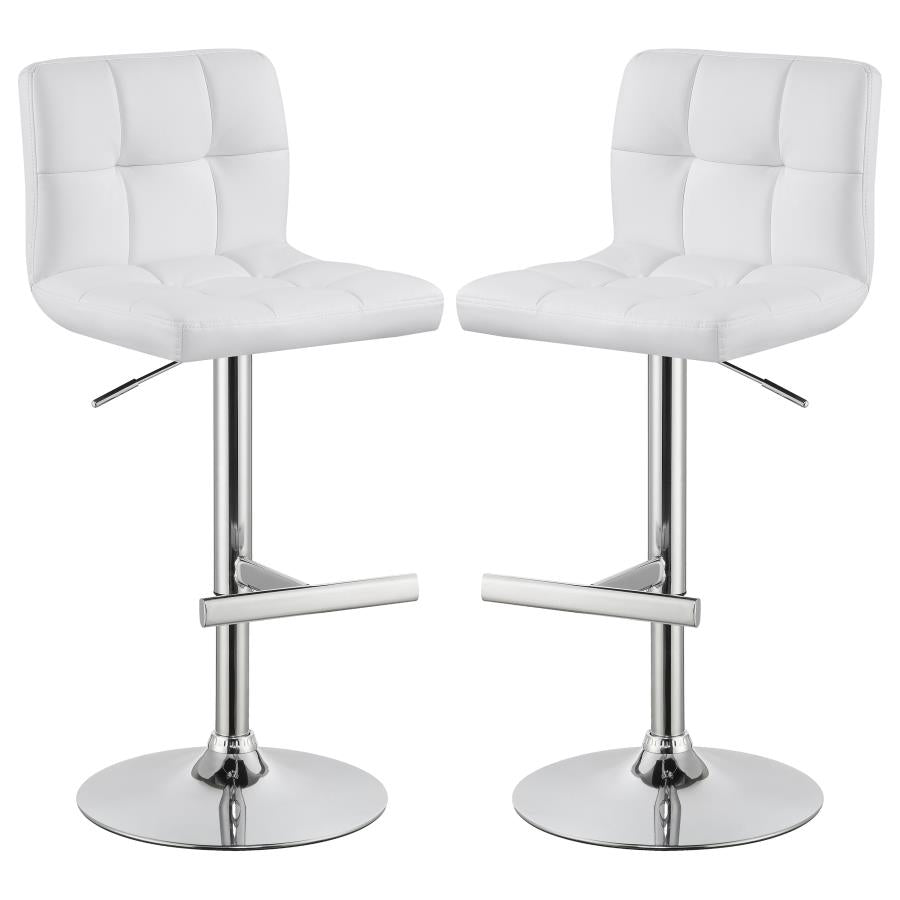 Lenny Upholstered Adjustable Bar Stool White (Set of 2) - 120356