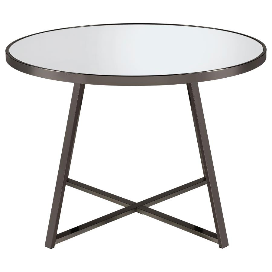 Jillian Round 45-inch Mirror Top Dining Table Black Nickel - 120630