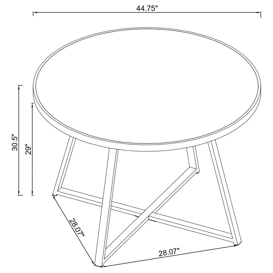 Jillian Round 45-inch Mirror Top Dining Table Black Nickel - 120630