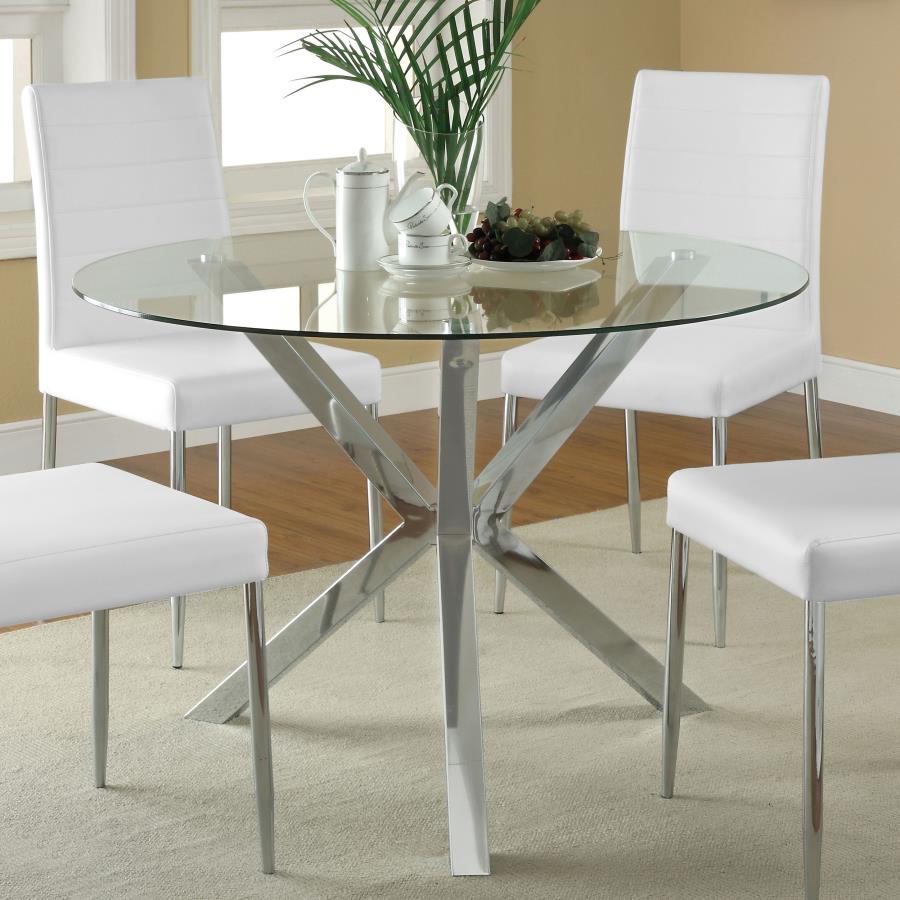 Vance Round 41-inch Glass Top Asterisk Dining Table Chrome - 120760