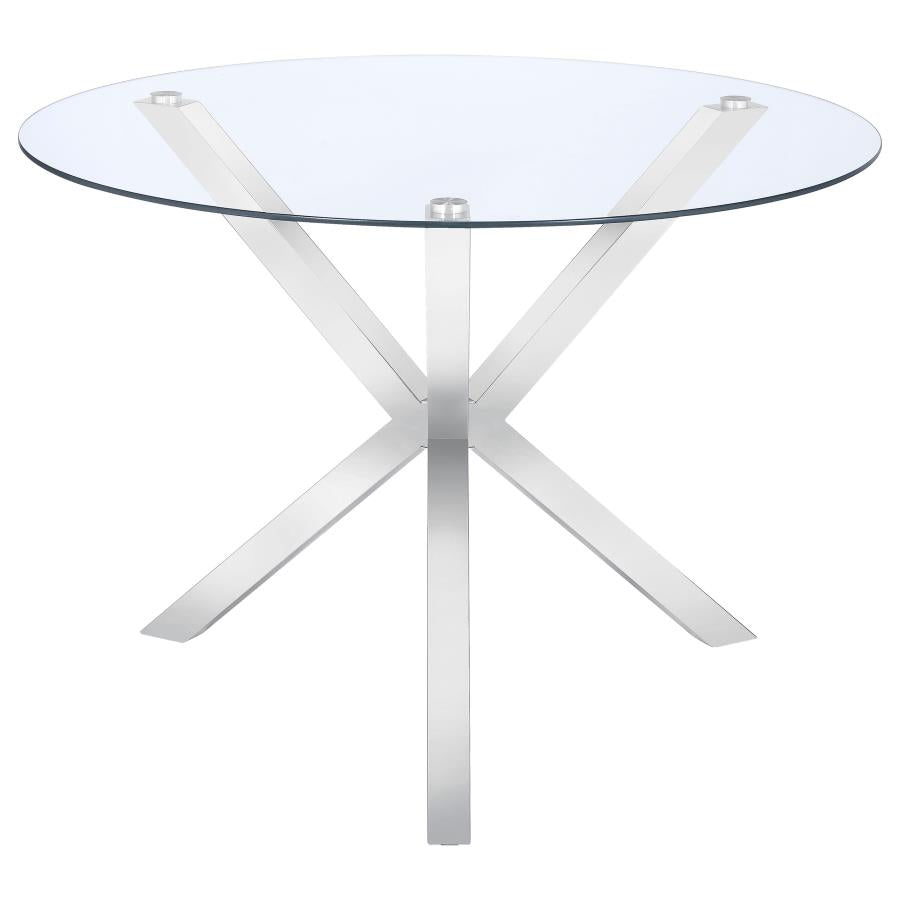 Vance Round 41-inch Glass Top Asterisk Dining Table Chrome - 120760