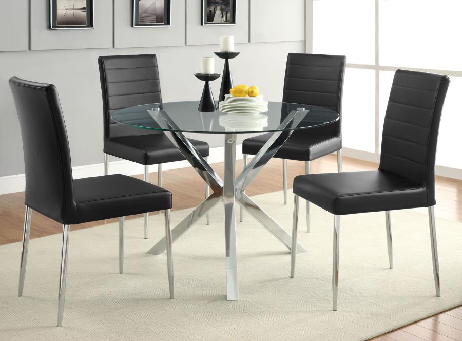Vance Round 41-inch Glass Top Asterisk Dining Table Chrome - 120760