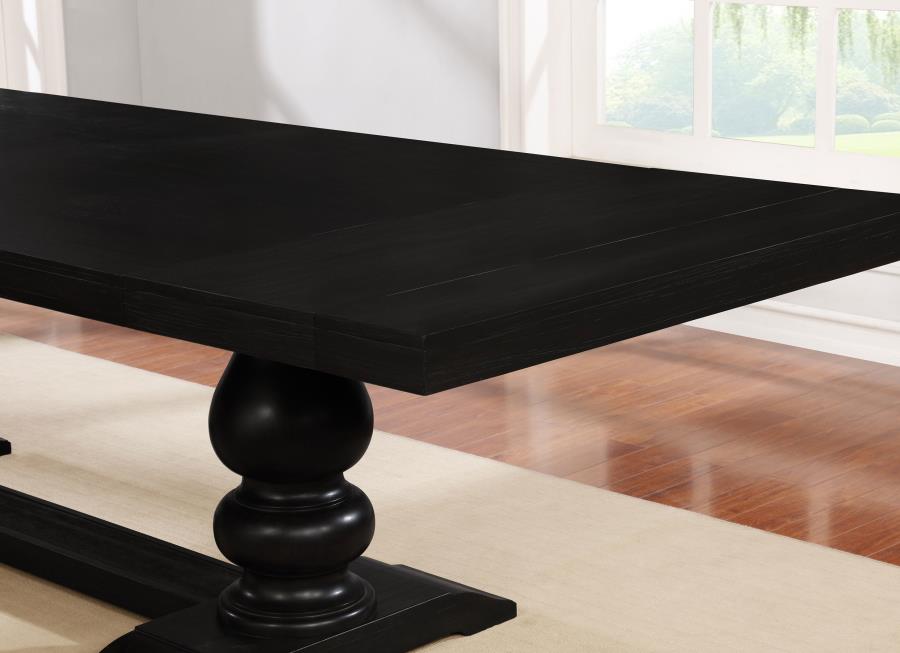 Phelps 123-inch Extension Leaf Dining Table Distressed Noir - 121231