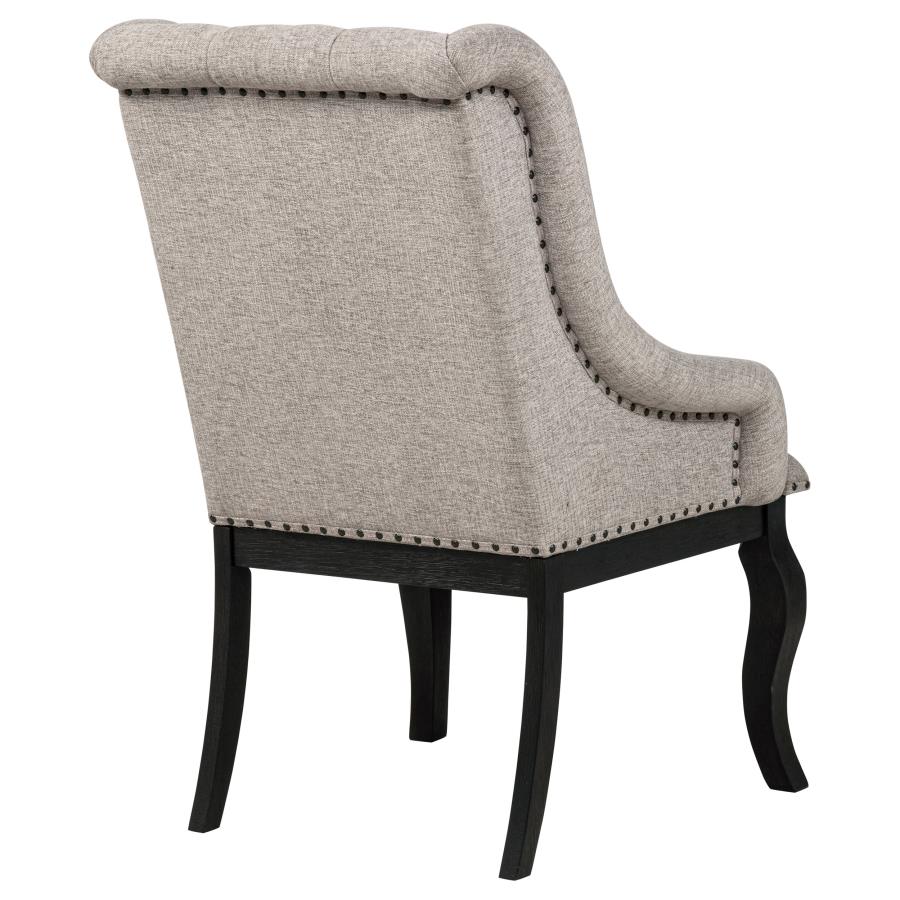 Phelps Upholstered Dining Arm Chair Tan Distressed Noir (Set of 2) - 121233