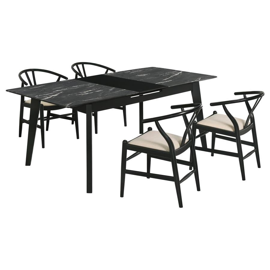 Crestmont 5-piece Extension Leaf Dining Table Set Black - 121251-S5