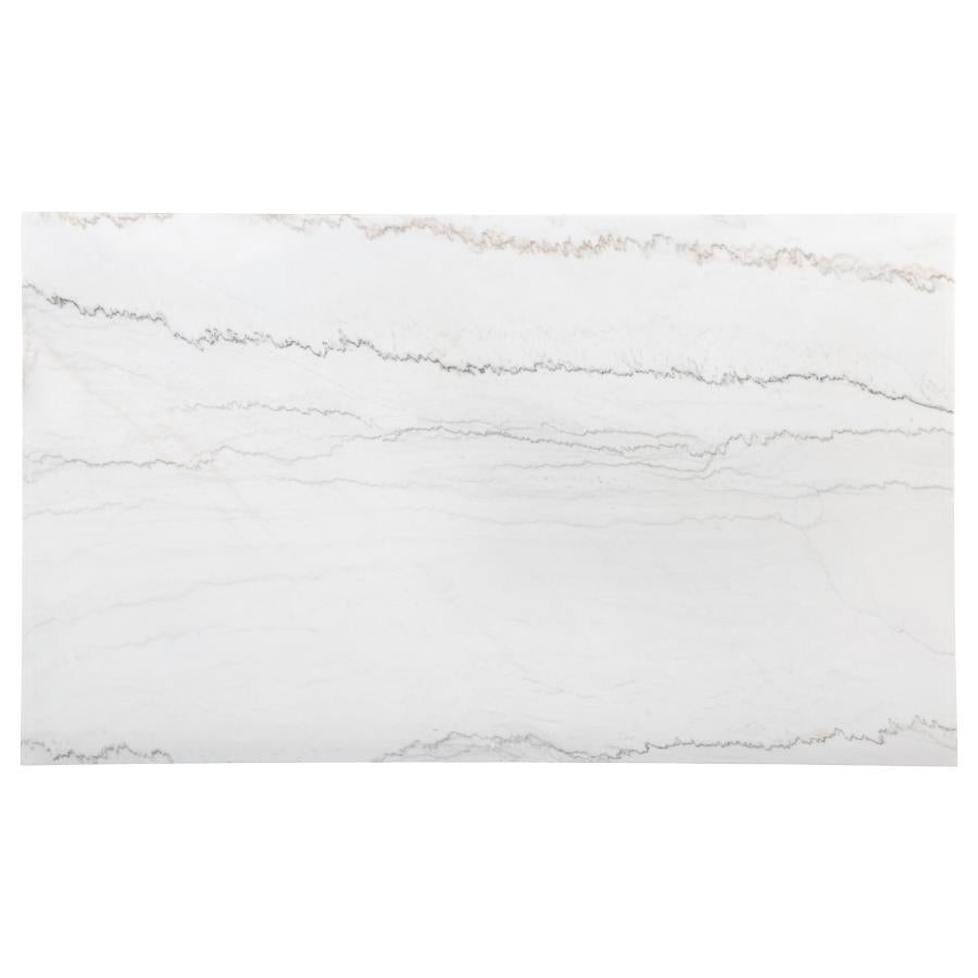 Averill 72-inch Rectangular White Marble Top Dining Table Coffee Bean - 121291
