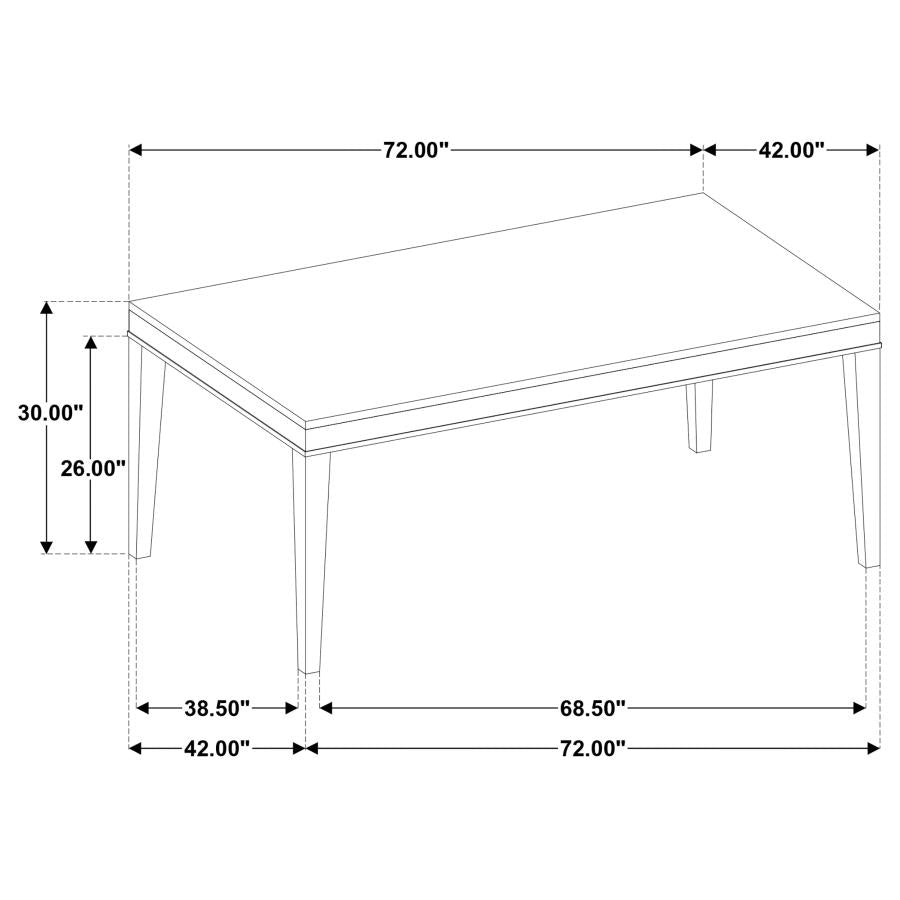 Averill 72-inch Rectangular White Marble Top Dining Table Coffee Bean - 121291