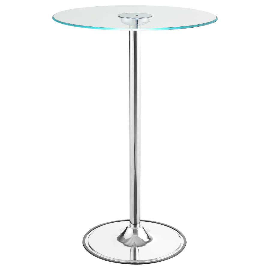 Thea Round 28-inch Glass Top LED Bistro Bar Table Chrome - 122400