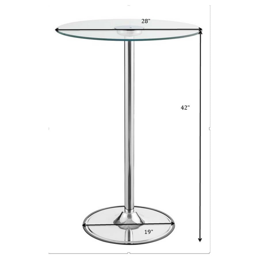 Thea Round 28-inch Glass Top LED Bistro Bar Table Chrome - 122400