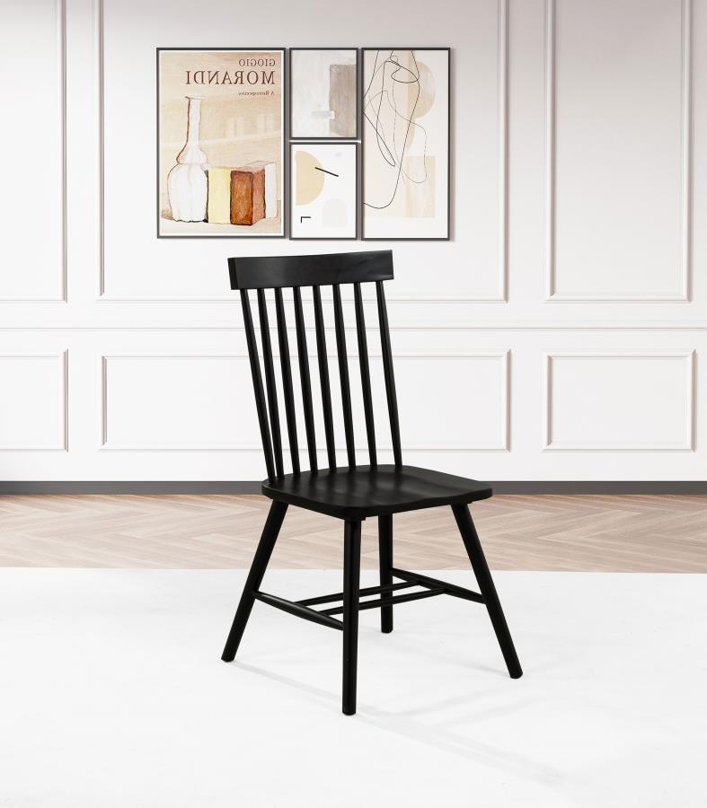 Andrews Windsor Spindle Back Dining Side Chair Black (Set of 2) - 122502BLK