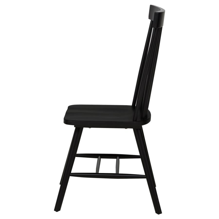 Andrews Windsor Spindle Back Dining Side Chair Black (Set of 2) - 122502BLK