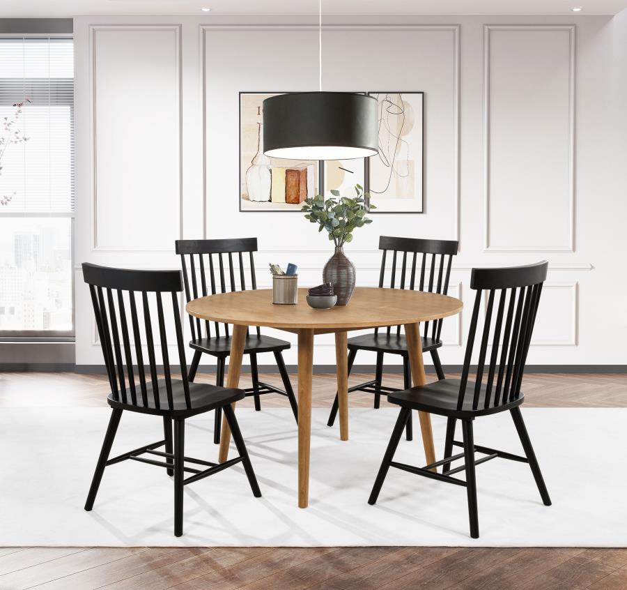 Andrews Windsor Spindle Back Dining Side Chair Black (Set of 2) - 122502BLK