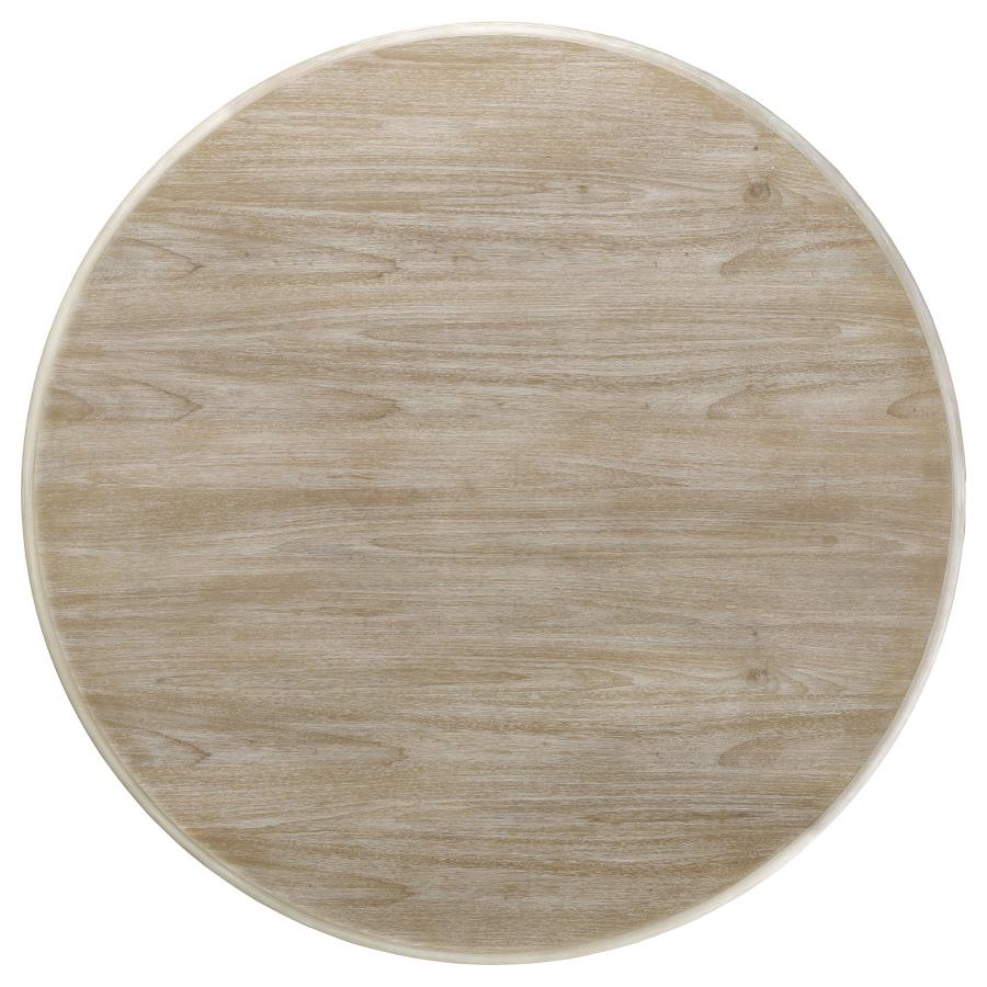 Trofello Round 60-inch Pedestal Dining Table White Washed - 123120