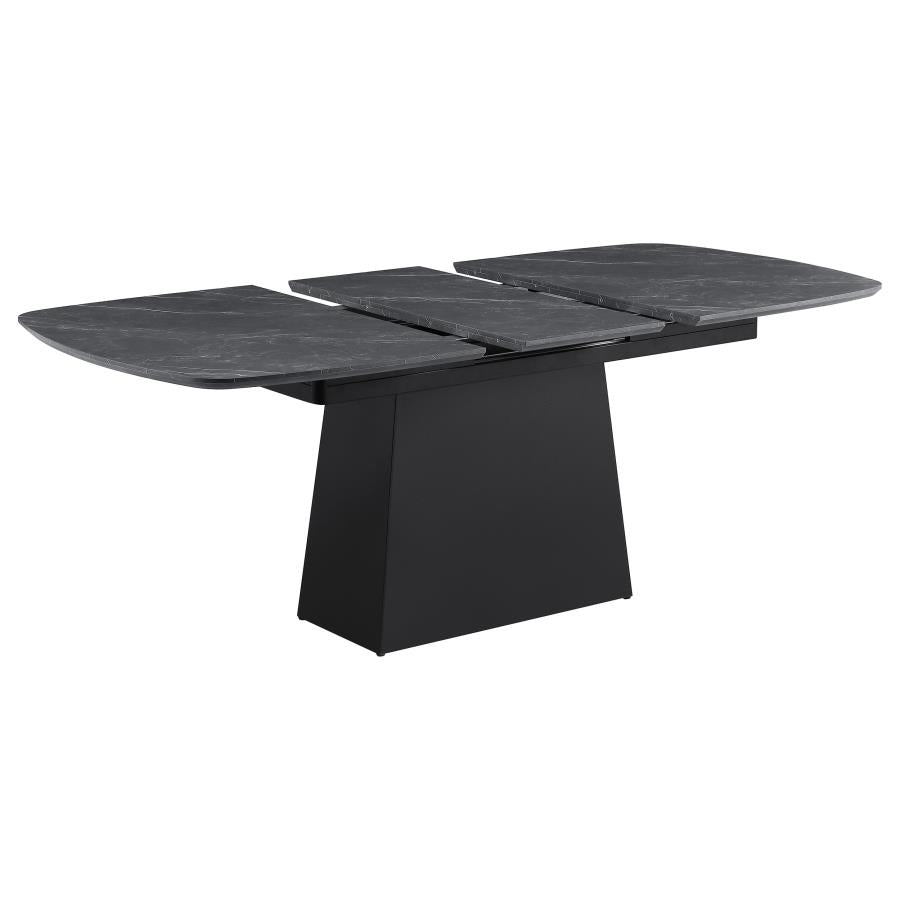 Potero 73-inch Faux Marble Extension Leaf Dining Table Black - 123131