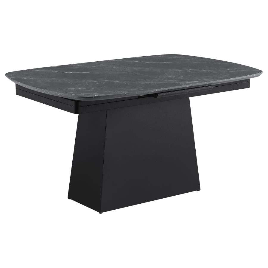 Potero 73-inch Faux Marble Extension Leaf Dining Table Black - 123131