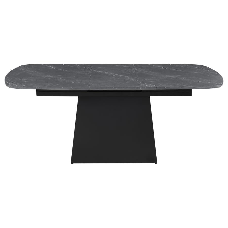 Potero 73-inch Faux Marble Extension Leaf Dining Table Black - 123131