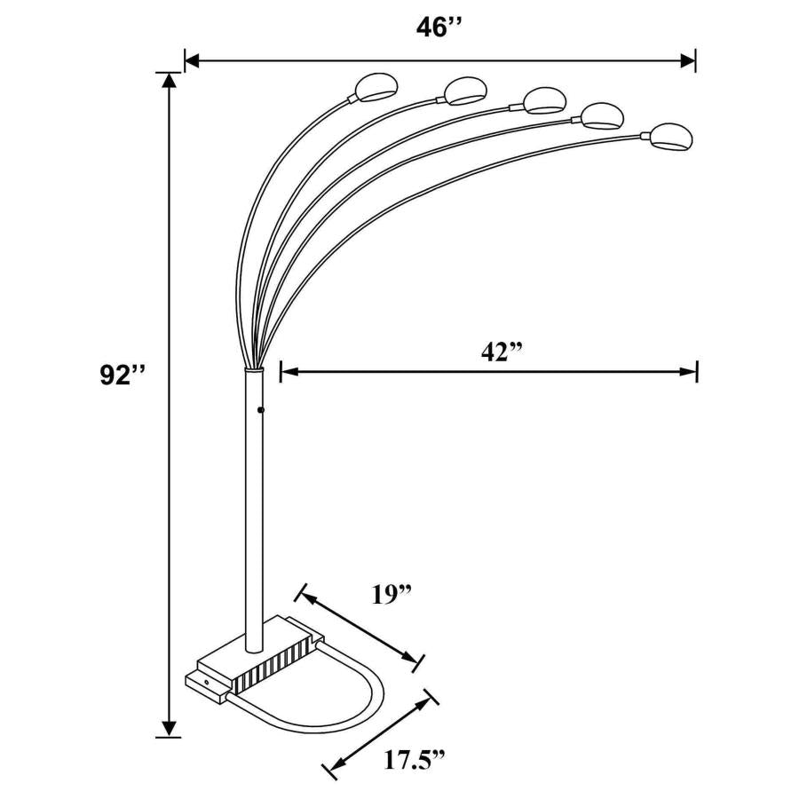 Kayd 92-inch Arc 5-light Dome Shade Metal Floor Lamp Chrome - 1243
