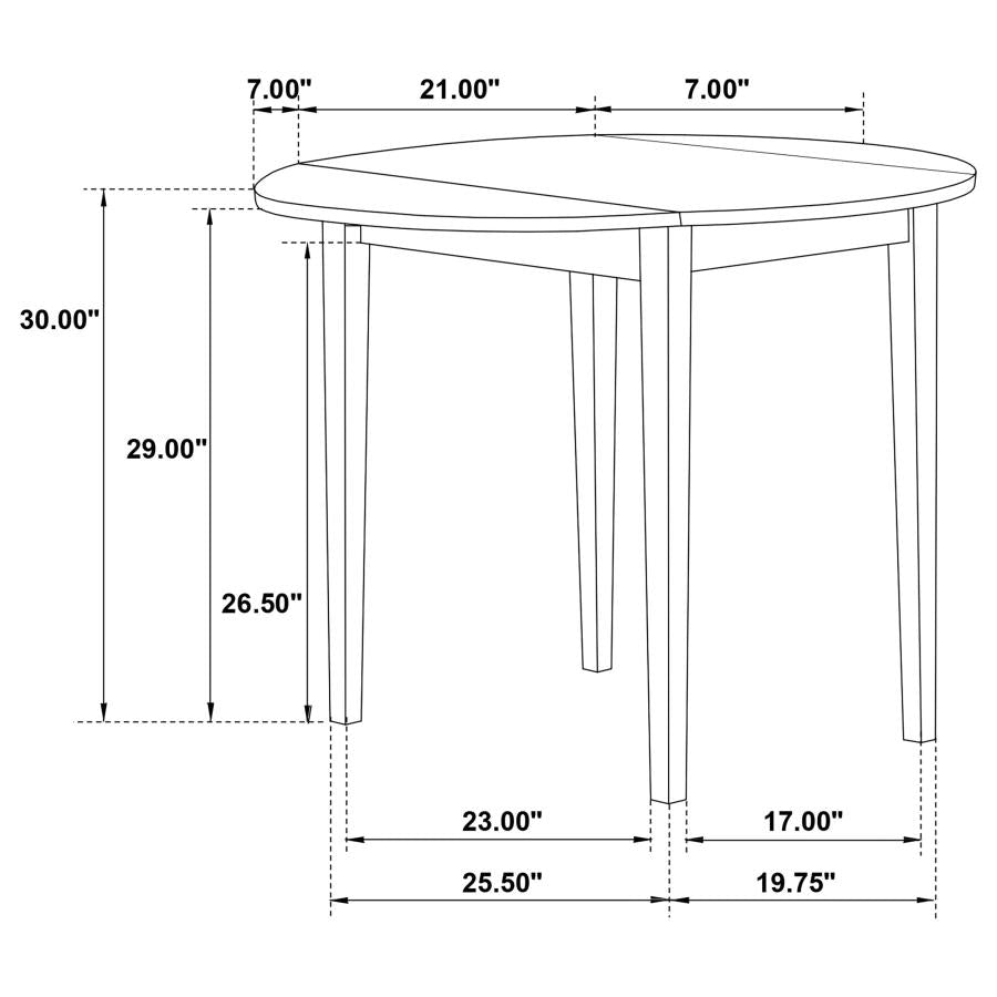 Bucknell 3-piece Round Drop Leaf Dining Table Set White - 130005WHT